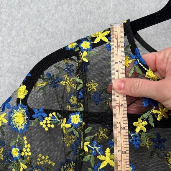 LuLaRoe Deanne II Sheer Embroidered Maxi Dress Size XL Black Blue Floral NEW - Picture 8 of 11